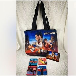 FX Sterling Archer Tote Bag & 4 Piece Coaster Set